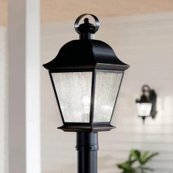 Mount Vernon 1-Light Black Outdoor Lamp Post Light with Clear Seeded Glass (1-Pack) by KICHLER -Kichler Sales black kichler post light sets 9909bk fa 1000