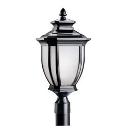 Salisbury 1-Light Black Outdoor Lamp Post Light with White Linen Glass (1-Pack) by KICHLER