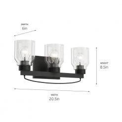 Vendana 20.5 in. 3-Light Black Bathroom Vanity Light by KICHLER -Kichler Sales black kichler vanity lighting 37524 1f 1000