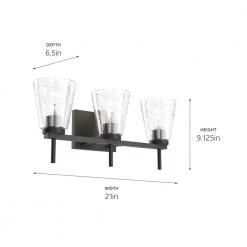 Renslow 21 in. 3-Light Black Bathroom Vanity Light by KICHLER -Kichler Sales black kichler vanity lighting 37526 4f 1000