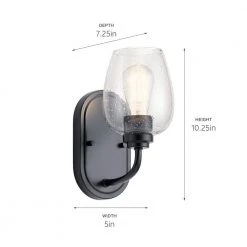Valserrano 1-Light Black Bathroom Indoor Wall Sconce with Clear Seeded Glass Shade by KICHLER 13 Valserrano 1-Light Black Bathroom Indoor Wall Sconce with Clear Seeded Glass Shade by KICHLER -Kichler Sales black kichler vanity lighting 44381bkcs 1f 1000