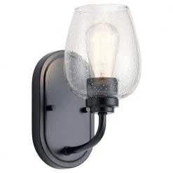 Valserrano 1-Light Black Bathroom Indoor Wall Sconce with Clear Seeded Glass Shade by KICHLER