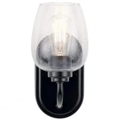 Valserrano 1-Light Black Bathroom Indoor Wall Sconce with Clear Seeded Glass Shade by KICHLER 11 Valserrano 1-Light Black Bathroom Indoor Wall Sconce with Clear Seeded Glass Shade by KICHLER -Kichler Sales black kichler vanity lighting 44381bkcs c3 1000