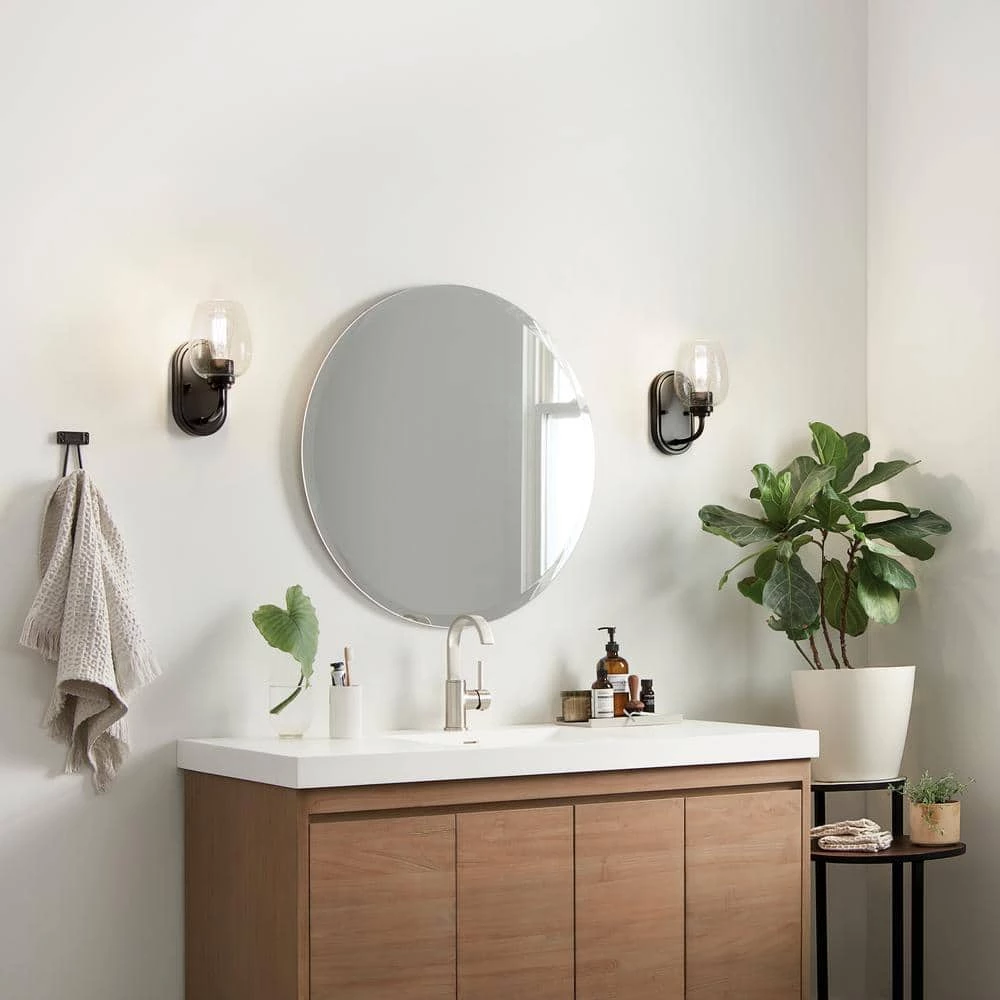 Valserrano 1-Light Black Bathroom Indoor Wall Sconce with Clear Seeded Glass Shade by KICHLER 4 Valserrano 1-Light Black Bathroom Indoor Wall Sconce with Clear Seeded Glass Shade by KICHLER - Image 2