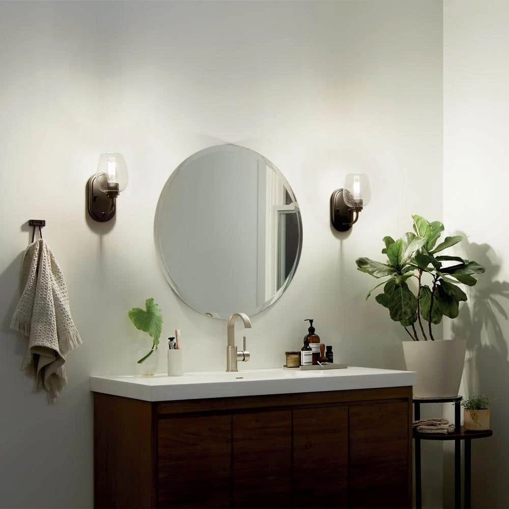 Valserrano 1-Light Black Bathroom Indoor Wall Sconce with Clear Seeded Glass Shade by KICHLER 9 Valserrano 1-Light Black Bathroom Indoor Wall Sconce with Clear Seeded Glass Shade by KICHLER - Image 7