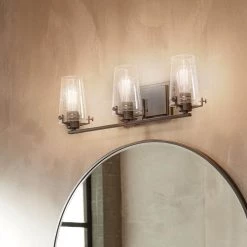 Alton 24 in. 3-Light Black Bathroom Vanity Light with Clear Seeded Glass by KICHLER -Kichler Sales black kichler vanity lighting 45297bk 1d 1000