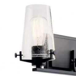 Alton 24 in. 3-Light Black Bathroom Vanity Light with Clear Seeded Glass by KICHLER -Kichler Sales black kichler vanity lighting 45297bk 1f 1000