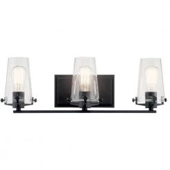 Alton 24 in. 3-Light Black Bathroom Vanity Light with Clear Seeded Glass by KICHLER -Kichler Sales black kichler vanity lighting 45297bk c3 1000