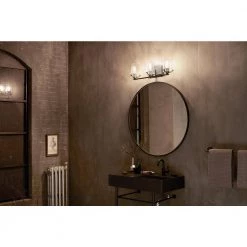 Alton 24 in. 3-Light Black Bathroom Vanity Light with Clear Seeded Glass by KICHLER -Kichler Sales black kichler vanity lighting 45297bk fa 1000