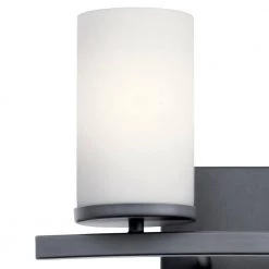 Crosby 15 in. 2-Light Black Bathroom Vanity Light with Etched Glass Shade by KICHLER -Kichler Sales black kichler vanity lighting 45496bk 4f 1000