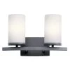 Crosby 15 in. 2-Light Black Bathroom Vanity Light with Etched Glass Shade by KICHLER -Kichler Sales black kichler vanity lighting 45496bk 64 1000
