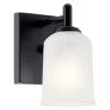 Shailene 1-Light Black Bathroom Indoor Wall Sconce with Satin Etched Glass Shade by KICHLER -Kichler Sales black kichler vanity lighting 45572bk 64 1000