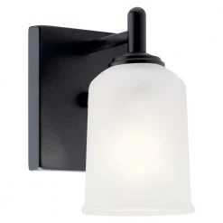 Shailene 1-Light Black Bathroom Indoor Wall Sconce with Satin Etched Glass Shade by KICHLER