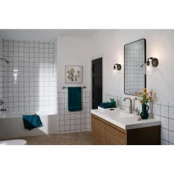 Gunnison 1-Light Black Bathroom Wall Sconce with Clear Glass by KICHLER -Kichler Sales black kichler vanity lighting 45664bk 1f 1000