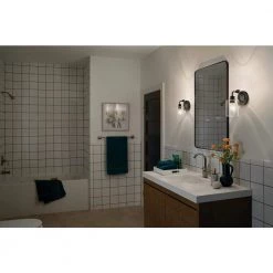 Gunnison 1-Light Black Bathroom Wall Sconce with Clear Glass by KICHLER -Kichler Sales black kichler vanity lighting 45664bk 44 1000