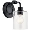 Gunnison 1-Light Black Bathroom Wall Sconce with Clear Glass by KICHLER 2 Gunnison 1-Light Black Bathroom Wall Sconce with Clear Glass by KICHLER -Kichler Sales black kichler vanity lighting 45664bk 64 1000