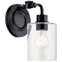 Gunnison 1-Light Black Bathroom Wall Sconce with Clear Glass by KICHLER