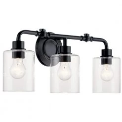 Gunnison 24 in. 3-Light Black Bathroom Vanity Light with Clear Glass by KICHLER
