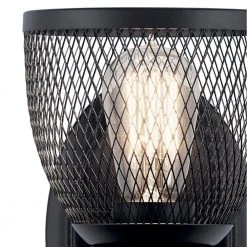 Voclain 1-Light Black Bathroom Indoor Wall Sconce with Mesh Shade by KICHLER -Kichler Sales black kichler vanity lighting 52274bk 1f 1000