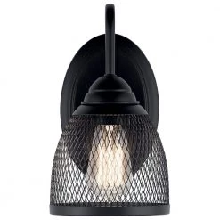 Voclain 1-Light Black Bathroom Indoor Wall Sconce with Mesh Shade by KICHLER -Kichler Sales black kichler vanity lighting 52274bk 4f 1000