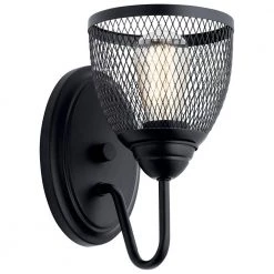 Voclain 1-Light Black Bathroom Indoor Wall Sconce with Mesh Shade by KICHLER