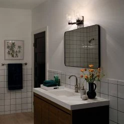 Vionnet 2-Light Black Bathroom Vanity Light with Clear Glass by KICHLER -Kichler Sales black kichler vanity lighting 55011bk 1d 1000