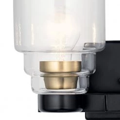 Vionnet 2-Light Black Bathroom Vanity Light with Clear Glass by KICHLER -Kichler Sales black kichler vanity lighting 55011bk 1f 1000