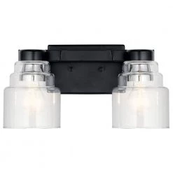 Vionnet 2-Light Black Bathroom Vanity Light with Clear Glass by KICHLER -Kichler Sales black kichler vanity lighting 55011bk fa 1000
