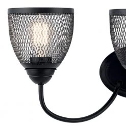 Voclain 5 in. 3-Light Black Bathroom Vanity Light with Mesh Shade by KICHLER -Kichler Sales black kichler vanity lighting 55043bk 1f 1000