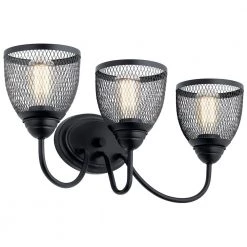 Voclain 5 in. 3-Light Black Bathroom Vanity Light with Mesh Shade by KICHLER