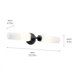 Truby 20.75 in. 2-Light Black Bathroom Vanity Light with Satin Etched Cased Opal Glass by KICHLER 12 Truby 20.75 in. 2-Light Black Bathroom Vanity Light with Satin Etched Cased Opal Glass by KICHLER -Kichler Sales black kichler vanity lighting 55074bk 66 1000