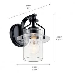 Everett 1-Light Black Bathroom Indoor Wall Sconce with Clear Glass by KICHLER 12 Everett 1-Light Black Bathroom Indoor Wall Sconce with Clear Glass by KICHLER -Kichler Sales black kichler vanity lighting 55077bk 66 1000