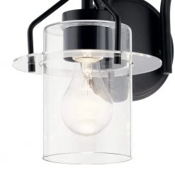 Everett 16 in. 2-Light Black Bathroom Vanity Light with Clear Glass by KICHLER -Kichler Sales black kichler vanity lighting 55078bk 1f 1000