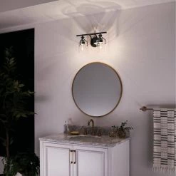 Everett 16 in. 2-Light Black Bathroom Vanity Light with Clear Glass by KICHLER -Kichler Sales black kichler vanity lighting 55078bk fa 1000