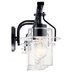 Everett 34.25 in. 4-Light Black Bathroom Vanity Light with Clear Glass by KICHLER -Kichler Sales black kichler vanity lighting 55080bk 4f 1000