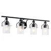 Everett 34.25 in. 4-Light Black Bathroom Vanity Light with Clear Glass by KICHLER -Kichler Sales black kichler vanity lighting 55080bk 64 1000
