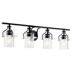 Everett 34.25 in. 4-Light Black Bathroom Vanity Light with Clear Glass by KICHLER