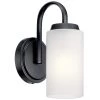 Kennewick 1-Light Black Bathroom Wall Sconce with Etched Glass by KICHLER -Kichler Sales black kichler vanity lighting 55085bk 64 1000