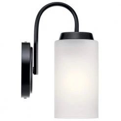 Kennewick 1-Light Black Bathroom Wall Sconce with Etched Glass by KICHLER -Kichler Sales black kichler vanity lighting 55085bk c3 1000