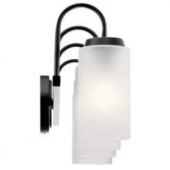 Kennewick 32 in. 4-Light Black Bathroom Vanity Light with Etched Glass by KICHLER -Kichler Sales black kichler vanity lighting 55088bk 4f 1000