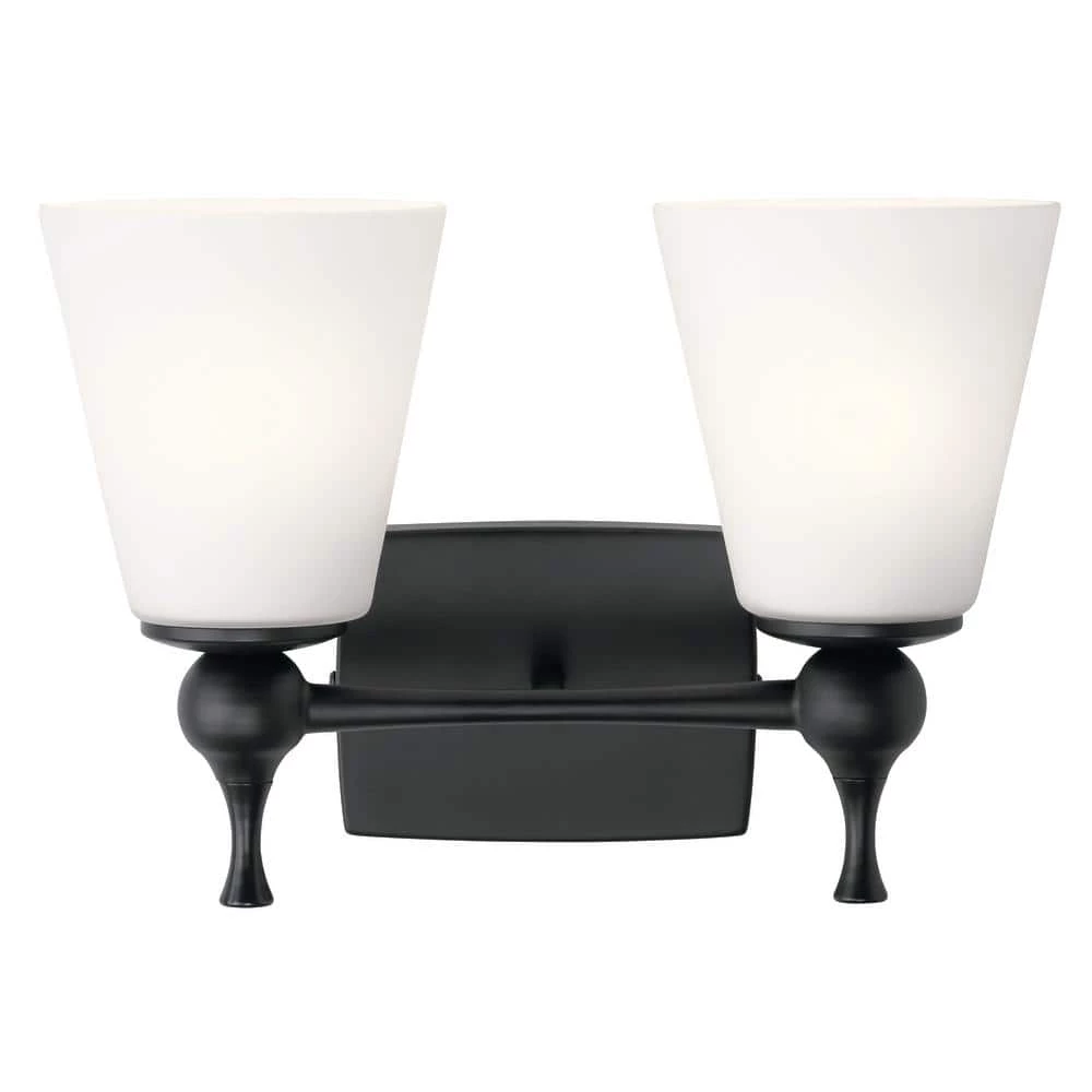 Cosabella 15 in. 2-Light Black Bathroom Vanity Light with Satin Etched Cased Opal Glass by KICHLER 8 Cosabella 15 in. 2-Light Black Bathroom Vanity Light with Satin Etched Cased Opal Glass by KICHLER - Image 6