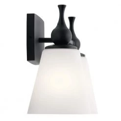 Cosabella 15 in. 2-Light Black Bathroom Vanity Light with Satin Etched Cased Opal Glass by KICHLER 14 Cosabella 15 in. 2-Light Black Bathroom Vanity Light with Satin Etched Cased Opal Glass by KICHLER -Kichler Sales black kichler vanity lighting 55091bk 4f 1000