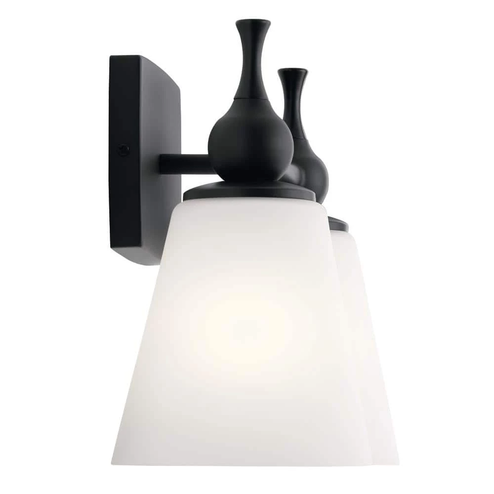 Cosabella 15 in. 2-Light Black Bathroom Vanity Light with Satin Etched Cased Opal Glass by KICHLER 7 Cosabella 15 in. 2-Light Black Bathroom Vanity Light with Satin Etched Cased Opal Glass by KICHLER - Image 5
