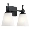 Cosabella 15 in. 2-Light Black Bathroom Vanity Light with Satin Etched Cased Opal Glass by KICHLER 2 Cosabella 15 in. 2-Light Black Bathroom Vanity Light with Satin Etched Cased Opal Glass by KICHLER -Kichler Sales black kichler vanity lighting 55091bk 64 1000