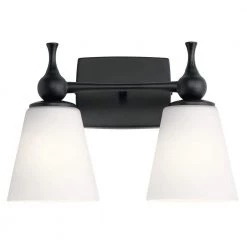 Cosabella 15 in. 2-Light Black Bathroom Vanity Light with Satin Etched Cased Opal Glass by KICHLER 13 Cosabella 15 in. 2-Light Black Bathroom Vanity Light with Satin Etched Cased Opal Glass by KICHLER -Kichler Sales black kichler vanity lighting 55091bk c3 1000