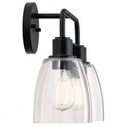 Meller 15 in. 2-Light Black Bathroom Vanity Light with Clear Glass by KICHLER 15 Meller 15 in. 2-Light Black Bathroom Vanity Light with Clear Glass by KICHLER -Kichler Sales black kichler vanity lighting 55101bk 4f 1000