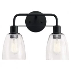 Meller 15 in. 2-Light Black Bathroom Vanity Light with Clear Glass by KICHLER 14 Meller 15 in. 2-Light Black Bathroom Vanity Light with Clear Glass by KICHLER -Kichler Sales black kichler vanity lighting 55101bk c3 1000