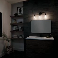 Meller 24 in. 3-Light Black Bathroom Vanity Light with Clear Glass by KICHLER -Kichler Sales black kichler vanity lighting 55102bk 1d 1000