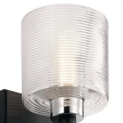 Harvan 9.25 in. 1-Light Black Bathroom Indoor Wall Sconce with Clear Ribbed Glass by KICHLER -Kichler Sales black kichler vanity lighting 55105bk 44 1000