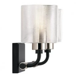 Harvan 15 in. 2-Light Black Bathroom Vanity Light with Clear Ribbed Glass by KICHLER -Kichler Sales black kichler vanity lighting 55106bk 4f 1000